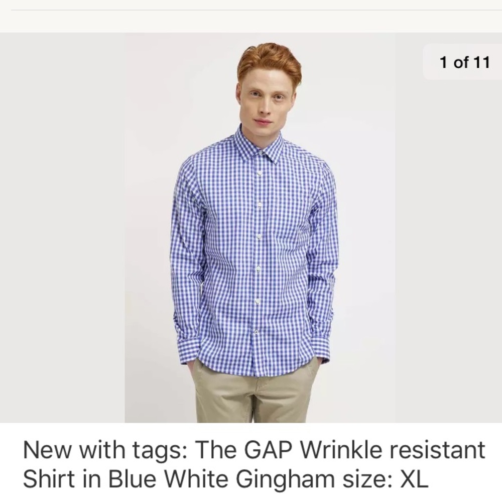 Men's Gap- Wrinkle resistant in Blue White Gingham